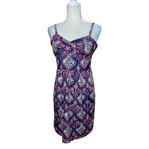 J. CREW Dress Medallion Paisley Tank Blue Pink White Yellow Sundress Size 8